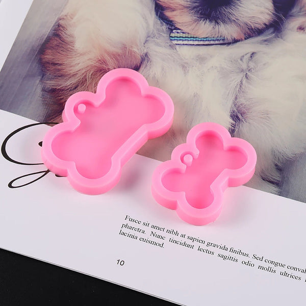 2pcs Silicone Bone Shape Resin Mold Dog Tag Keychain Resin Casting Mould Craft
