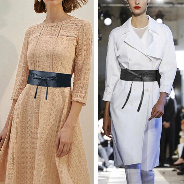 Wide Waist Belt Leather Waistband Wrap Around Elastic Band Cinch Women StretchAU