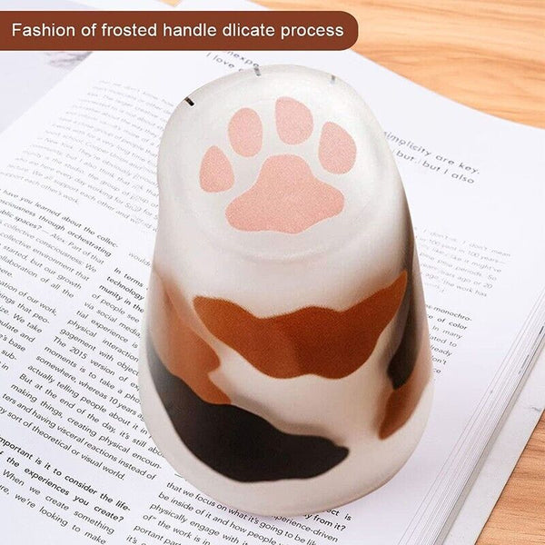 Pair 3 Cat Paw Frosted Calico Cups Glass Milk Cute Gift Tumbler Claw Foot Cute