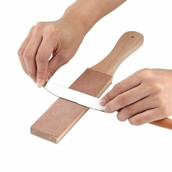 Dual Sided Leather Blade Strop Cutter Razor Sharpener Polishing Wooden Handle AU