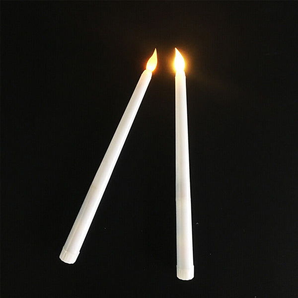 12x LED Flameless Taper Flickering Battery Operated Candle Light Wedding Party
