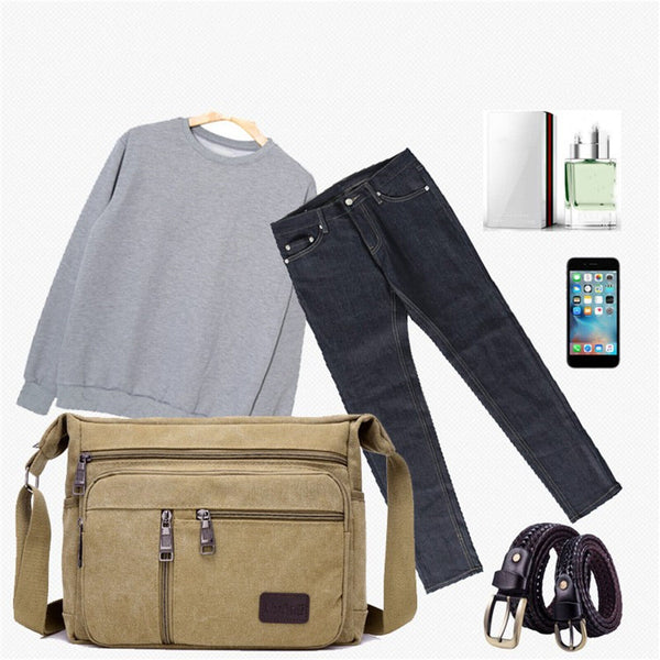 Man's Bags Men's Crossbody Retro Shoulder Messenger Bag Satchel Travel Canvas
