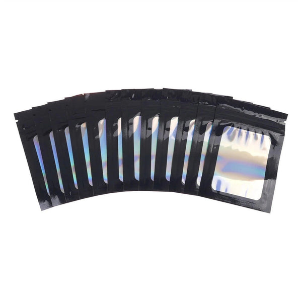 100PCS Mylar Pouch Lock Food Storage Foil Bags Smell Proof Bags Heat Seal Black