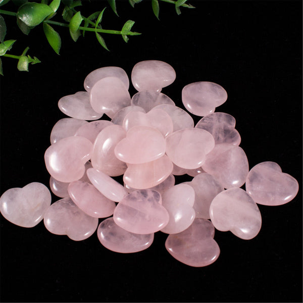 10X Heart Shaped Natural Rose Quartz Crystal Palm Healing Love Gemstone Pink AU