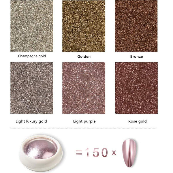 6 Colours Nail Mirror Effect Powder High Pigment Glitter Nail Art Dust Manicure