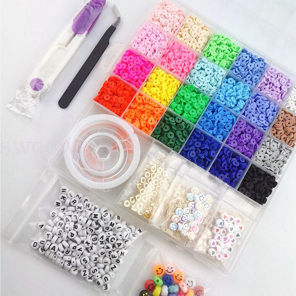 6000pcs Clay Heishi Beads Flat Beads Kit for Bracelets Necklace Earrings Anklets - Lets Party