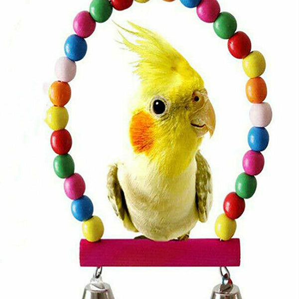 5 pcs Parrot Toys Hanging Swing Bird Bell Cage Parakeet Cockatiel Budgie Harness