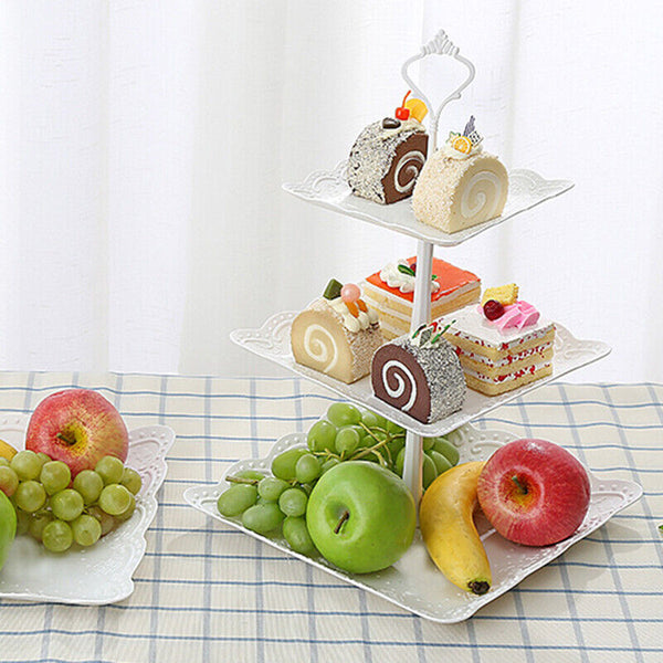 New 3 Tier Acrylic White Square Cupcake Cake Stand Birthday Wedding Party AU