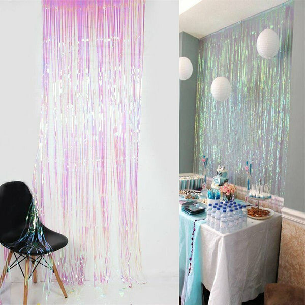 Metallic Tinsel Curtain Foil 2m 3m Backdrop HenParty Birthday Wedding Decoration