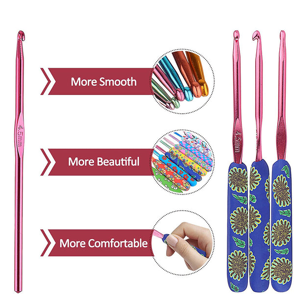 9X Colourful Crochet Hook Set Ergonomic Handles Knitting Needles Sewing AU
