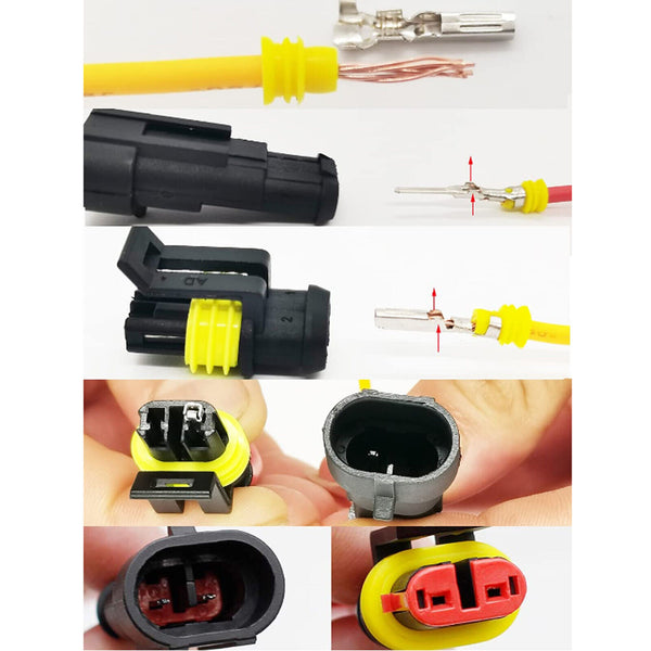 10 Set 1/2/3 Pin Waterproof Car Electrical Wire Sealed Connector Plug Cable 12V