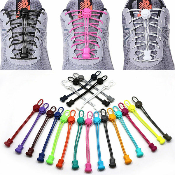 2-Pairs No Tie Shoelaces Elastic Lock Shoe Laces For Adults Kids Sports Sneaker