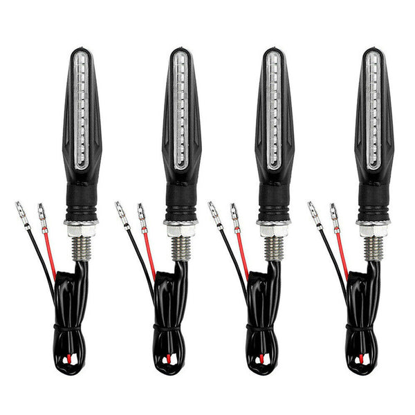 4X Motorcycle Indicators LED Turn Signal Flowing Water Light Amber Blinker Lamp - Lets Party
