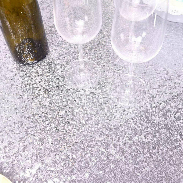 1.8x1.2m Silver Sequin Table Cloth Backdrop Tablecover Wedding Event Home Party - Lets Party