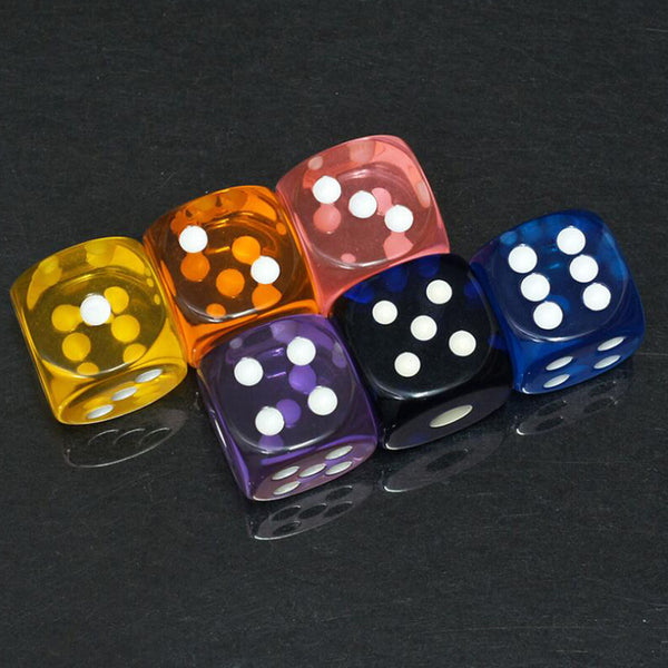 6 Sided Games Dice Transparent Coloured Game Play Toy Bulk Board Game