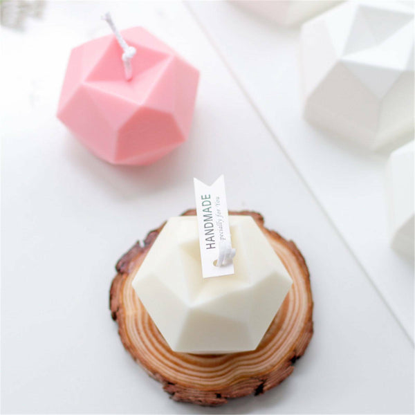 2PCS Eight-sided Diamond Candle Mould DIY Aromatherapy Soap Candle Mold 3D Craft