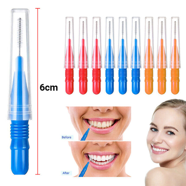 60pcs Interdental Brush Floss Sticks Tooth Floss Head Toothpick Cleaning New AU