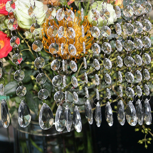 9x 1M Acrylic Bead Curtain Crystal Chandelier Diamond Hanging Party Wedding Deco