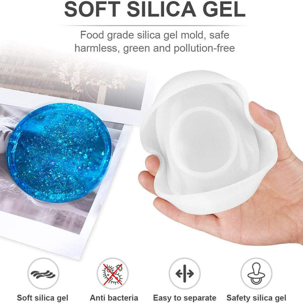 4pcs Resin Casting Mold Silicone Jewelry Agate Making Mould Craft Round Coaster