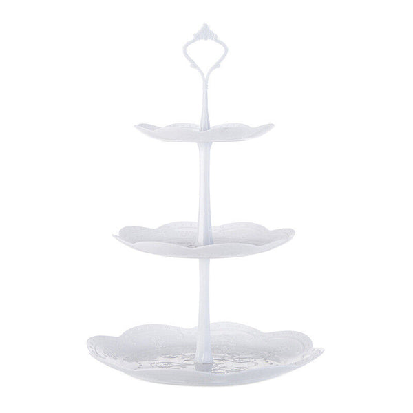 3 Tier Cake Stand Cupcake Holder Set White Plastic Dessert Display Wedding Party