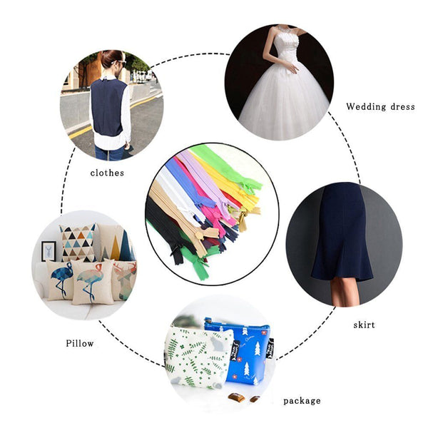 20PCS Nylon Zippers Sewing Tool Edge Puller Zip Tailor Zipper Mixed Color DIY