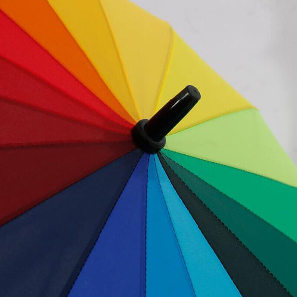 16 Ribs Large Rainbow Umbrella Fashion Straight Long Handle Anti UV Sun Rain AU