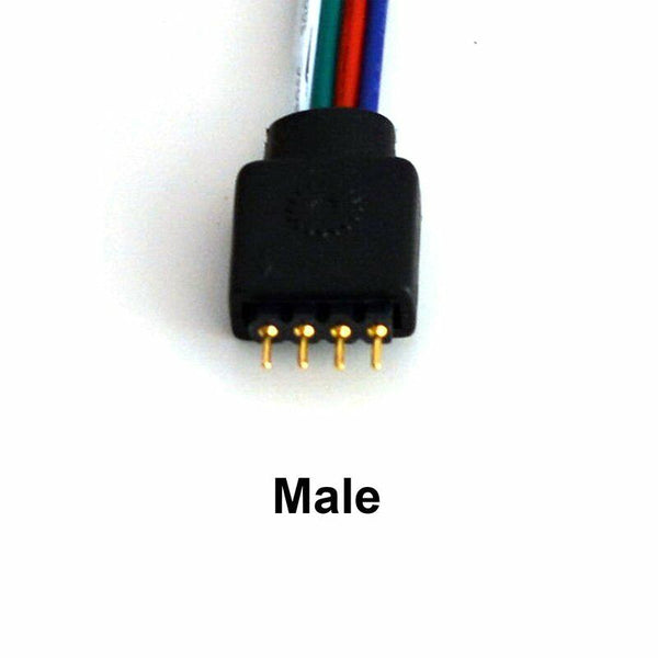 50pcs MALE 4 PIN RGB LED STRIP LIGHT TO CONTROLLER CONNECTORS WIRE 10MM 5050