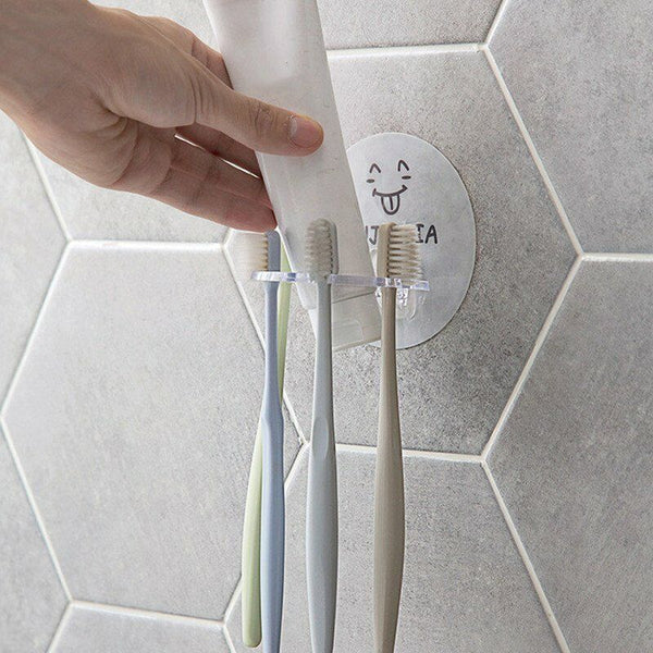 3X Toothbrush Holder Shaver Storage Rack Strong Suction Bathroom Organizer Wall