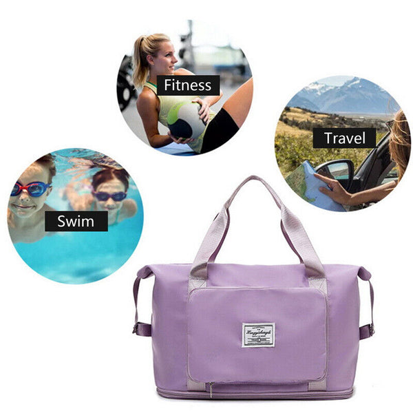 Women Large Capacity Collapsible Travel Bag Expandable Waterproof Duffel Bag New
