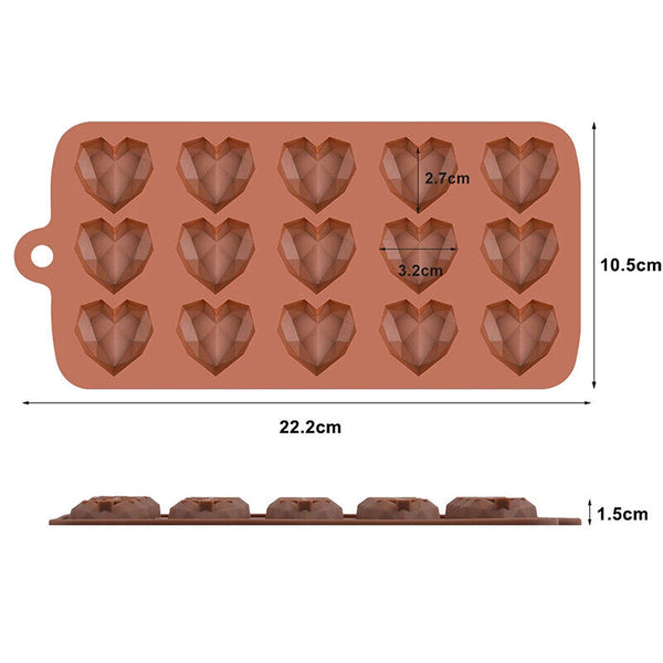 15 Holes Heart Silicone Mould Cake Candy Cookie Chocolate Baking Cake Mold AU