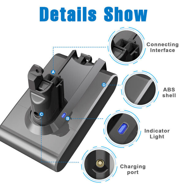 9500mAh Battery For Dyson V6 DC58 DC59 DC61 DC62 Animal SV03 SV04 SV06 SV09 DC72 - Lets Party