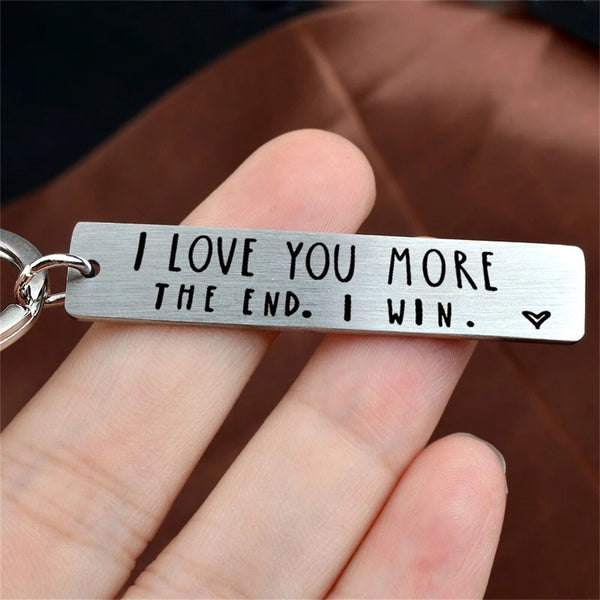 I Love You More The End I Win Stainless Steel Couple Keyring Keychain Gift Funny