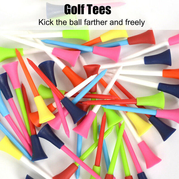 100Pack  83mm Golf Tees Multi Color Plastic With Rubber Cushion Top  Quality  AU