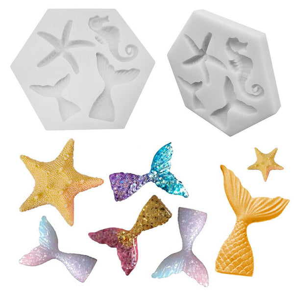Sea Beach Nautical Animals Mermaid Silicone Fondant & Chocolate Mould Mold