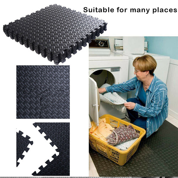 24x Interlocking Heavy Duty EVA Foam Gym Flooring Mat Floor Mats Tiles 60x60cm - Lets Party