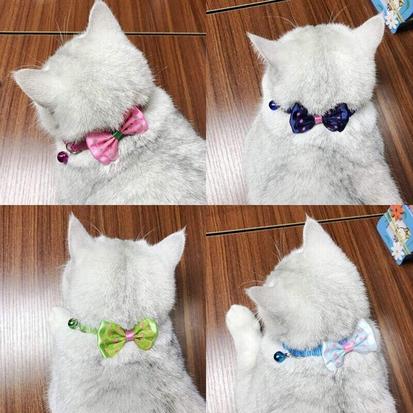 Bow Tie Cat Dog Kitten Collar with Breakaway Safety Release Buckle with Bell AU