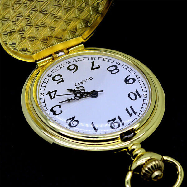 Antique Retro Mechanical Skeleton Steampunk Mens Pocket Watch Open Case Chain