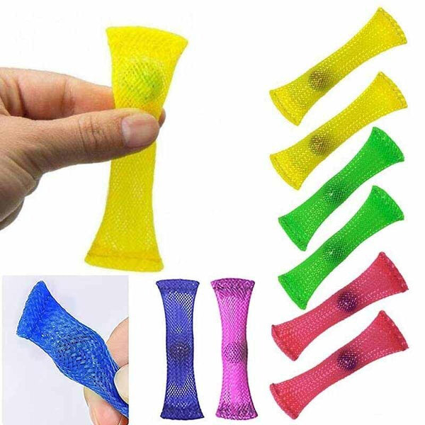 4pcs Fidget Toy Sensory Braided Mesh Marble Tube Portable Friendly Kids Party Favors - Lets Party