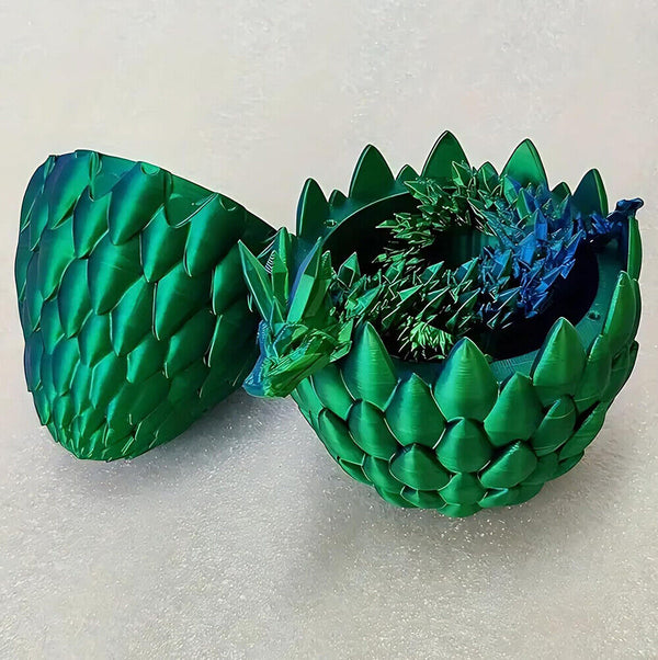 3D Printed Crystal Dragon Dinosaur in Scale Egg Posable Flexible Fidget Toy Gift