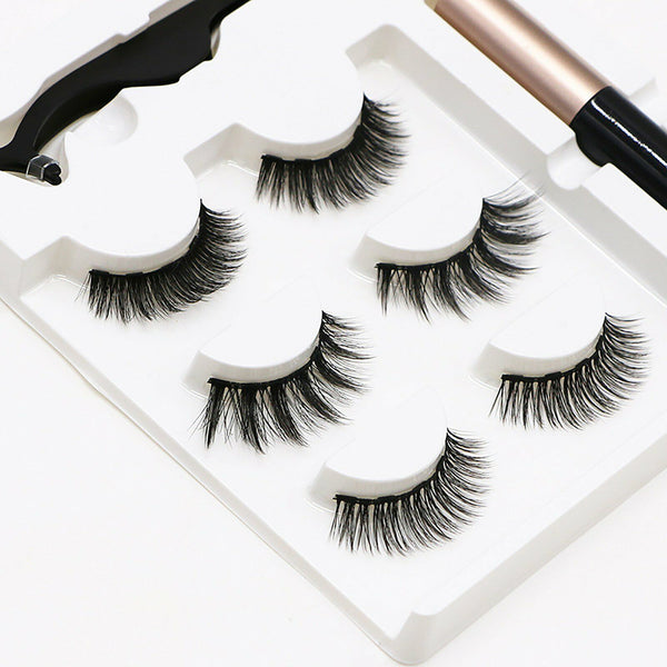 Magnetic False Eyelashes Natural Eye Lashes Extension Liquid Eyeliner Tweezer