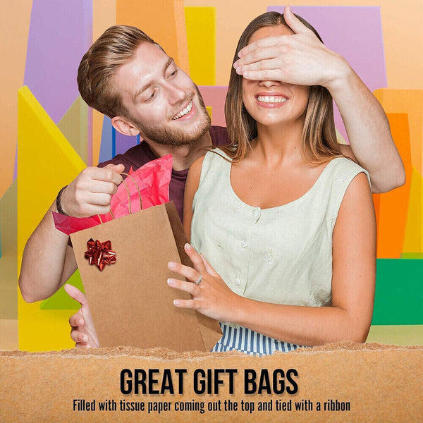Bulk Kraft Paper Bags Gift Shopping Carry Craft Retail Bag with Handle Brown NEW