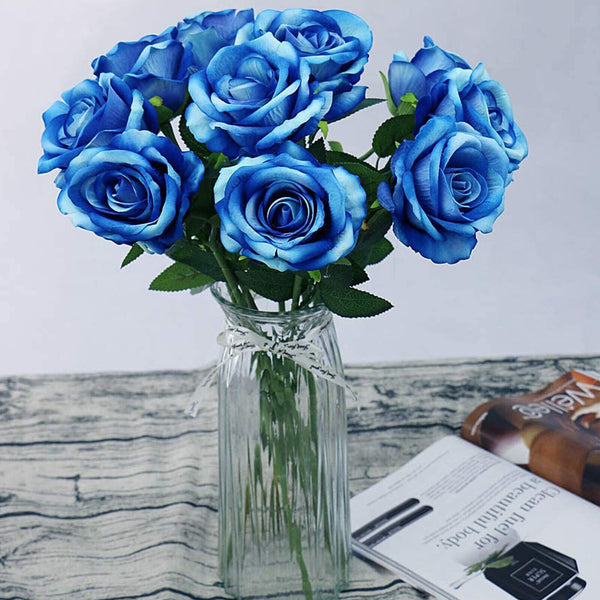 UP 50X 51cm Long Stem Artificial Rose Flowers Velvet Bunch Wedding Home Bouquet