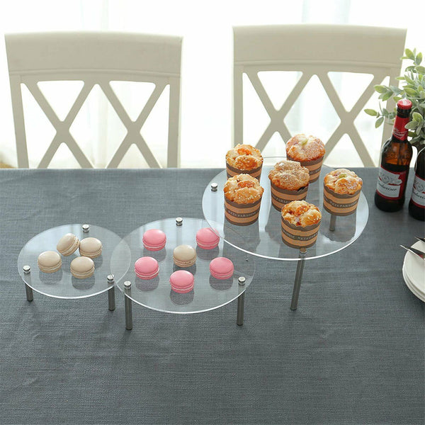 3Tier Round Cupcake Cake Stand Acrylic Display Holder Dessert Rack Party Wedding