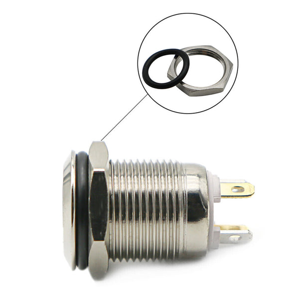 12V 12mm Car Boat Push Button Metal Latching Switch LED Light Waterproof