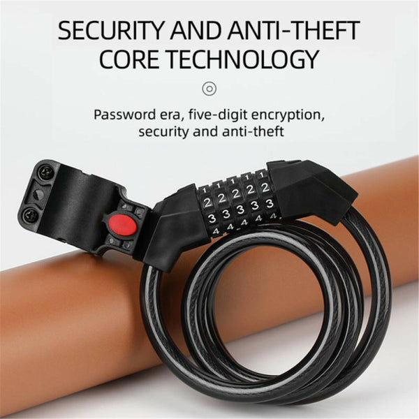 Bike Bicycle Cycling Lock 5-Digit Combination Security Cable Lock 12*1200mm AU