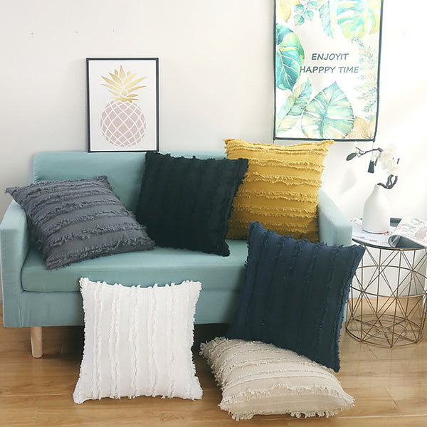 Boho Tassels Fringe Cushion Cover Striped Decorative Lounge Cushion Cover 45x45