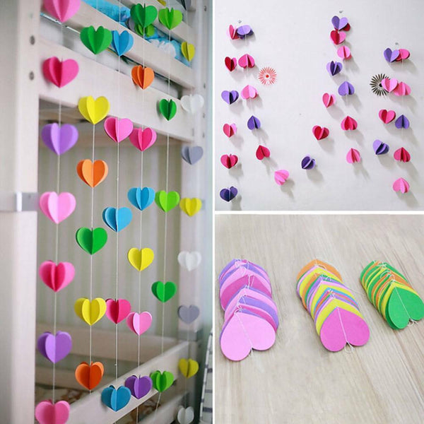 5PCS Heart Round Shape Paper Bunting Garland Wedding Party Banners Decoration 2M