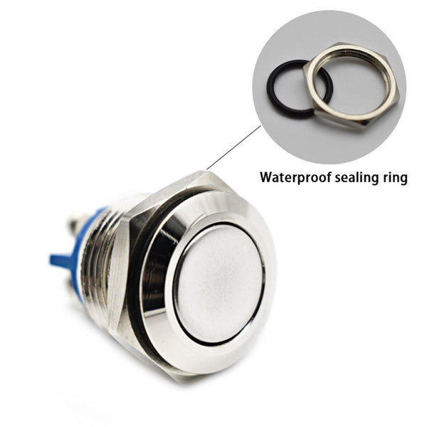 12V 16mm Car Boat Push Button Metal Momentary Switch LED Light Waterproof