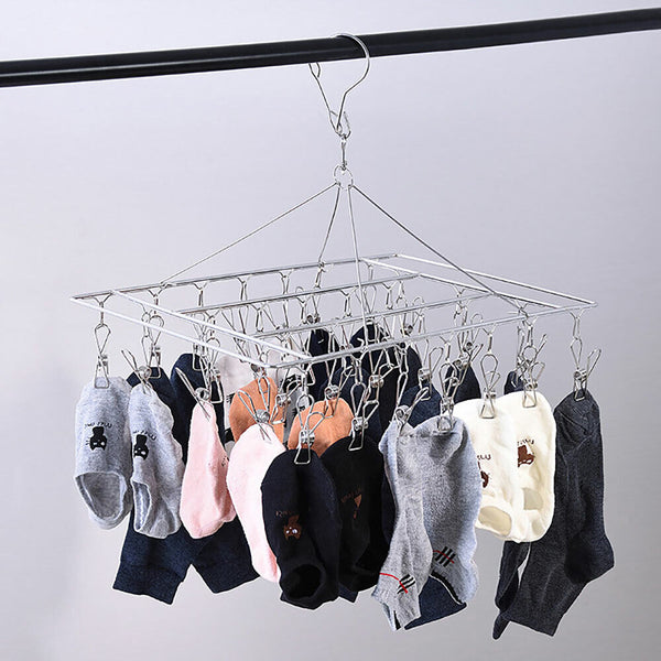 30 Pegs Stainless Steel Hanger Airer Dryer Rack Laundry Sock Underwear Clothes