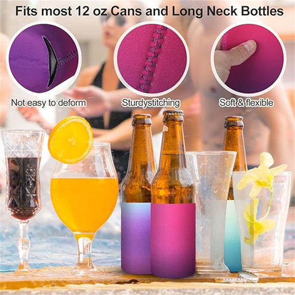 UP 32PCS Slim Can Cooler Sleeves Beer Can Coffee Cup Sleeve Reusable Cup Cover